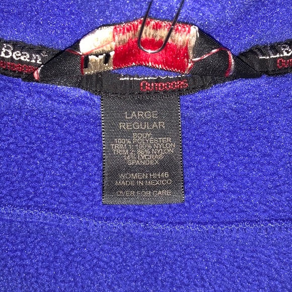 LL BEAN Polar Fleece Quarter Zip Jacket Large Pullover Coat 1/4 Blue Polartec - Picture 10 of 10